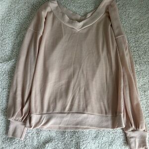 Light Blush Knit V-Neck Pullover